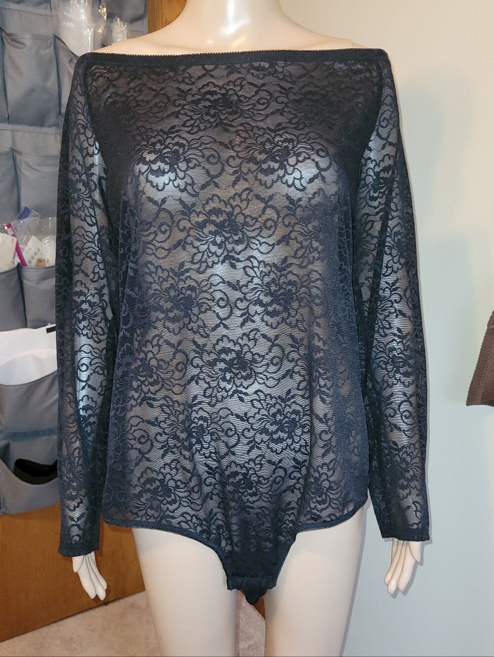 Torrid Curve Sheer Black Floral Lace Bodysuit - Size 3